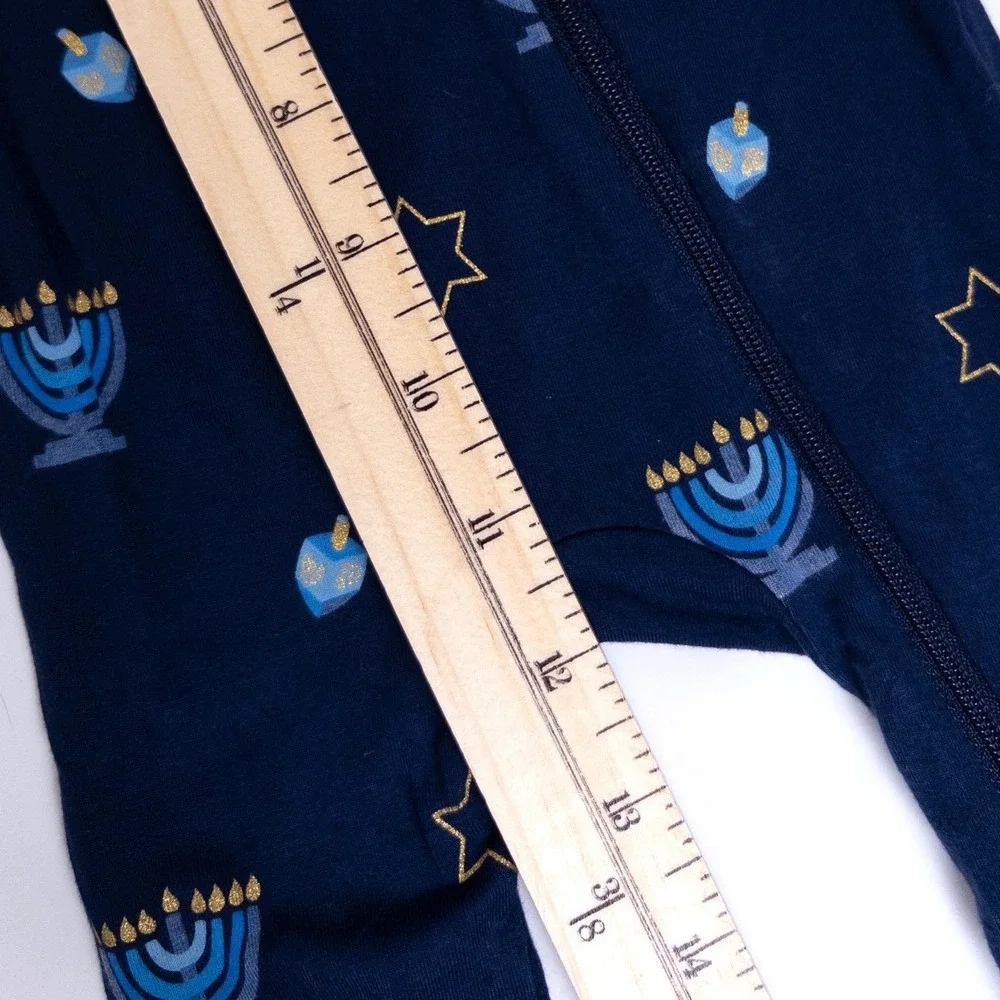 Kyte Baby Romper Kids 0-3M Navy Blue‎ Hanukkah Menorah Dreidel Zippy Sleeper
